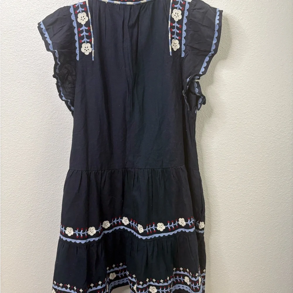 Sea New York Large Shaina Embroidery Flutter Sleeve Dress in Navy Size Large NWT - Picture 7 of 8